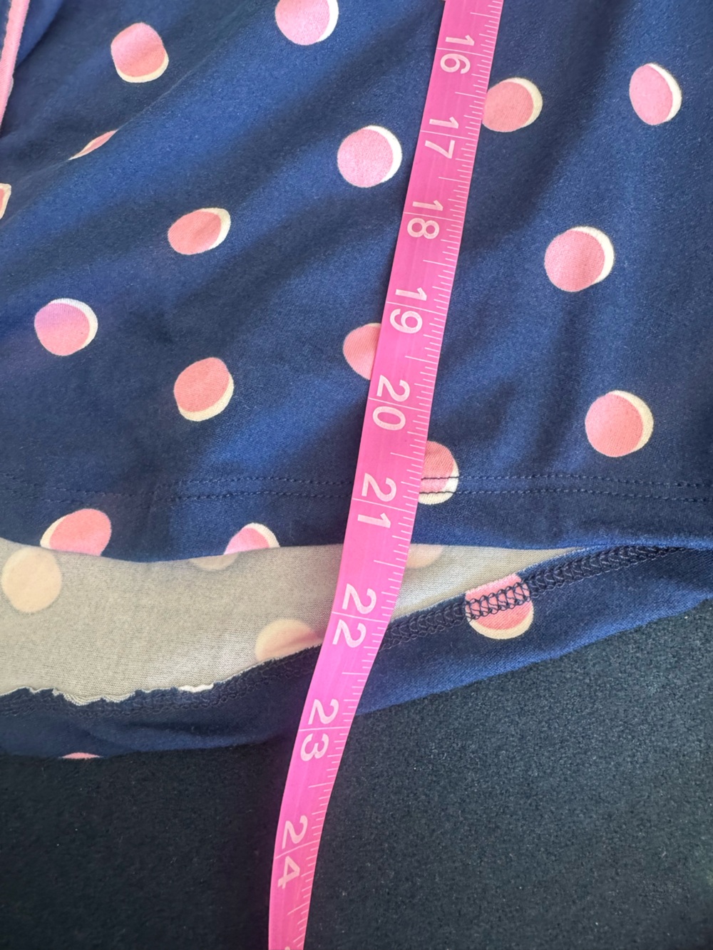 kate spade ♠️ Navy Pajama Top with Pink and Cream Polka Dots, cute comfy &cool! - Picture 4 of 14